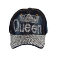 thumbnail image 1 of Womens Queen w/ Crown Stones Distressed Baseball Cap - Dark Denim, 1 of 2