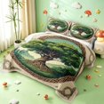 thumbnail image 3 of Homewish Vintage Nature Tree Twin Quilt Set,Mountain Landscape Twin Coverlet Set,Green Cream,Reversible,2 Pieces, 3 of 7