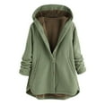 thumbnail image 3 of DDAPJ pyju Bed Jackets for Women Plus Size Fuzzy Fleece Hoodie Coat Plaid Button Down Blanket Jacket with Pockets Green L, 3 of 7