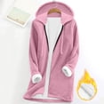 thumbnail image 2 of flyskyup Fleece Lined Jackets for Women Full Zip Warm Hooded Coats Winter Outerwear with Pockets, 2 of 9