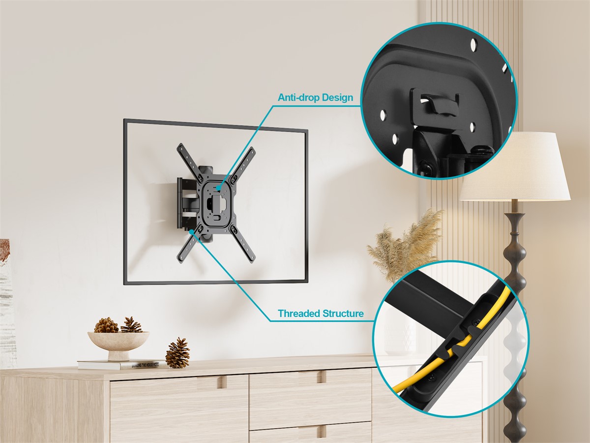 Monoprice TV Wall Mount Bracket For TVs 24in to 55in, Full-Motion Articulating, Max Weight 77lbs, VESA Patterns Up to 400x400, Rotating, UL Certified