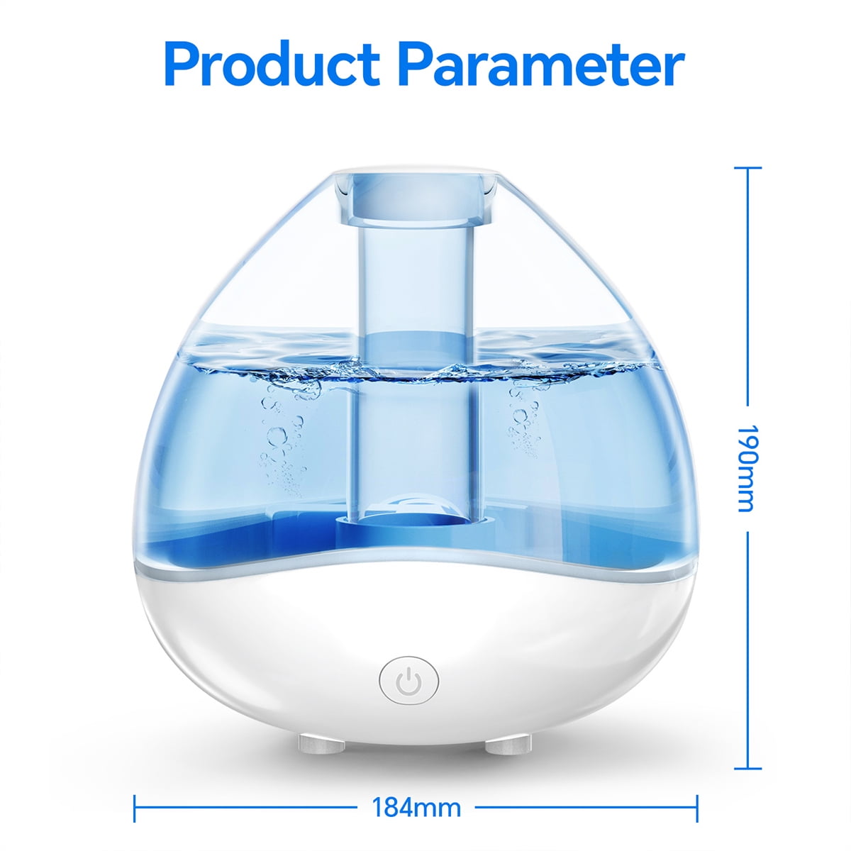 RAPOBRIX 1.5L Ultrasonic Cool Mist Humidifier - Filter-Free Quiet for Baby/Room (White)
