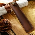 thumbnail image 4 of 2 Pcs Genuine Leather Pen Pouch Holder Case with Snap Button for Rollerball, Black & Brown, 4 of 7