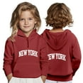 thumbnail image 2 of Byoo Big Girls Hoodie New York Print Zipper Hooded Sweatshirt Long Sleeve Pullover Top, 2 of 6