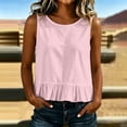 thumbnail image 3 of Pounoo Tank Tops for Women Crew Neck Ruffle Hem Sleeveless Tops for Women Relaxed Fit Beach Resort Cute Casual Tops for Women, 3 of 7