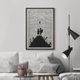 thumbnail image 3 of Wall26 Framed Canvas Print Wall Art Heart Banksy Kids 80s Newspaper Graffiti & Street Art Urban Architecture Cityscape Grunge Peace & Love Art Decorative for Bedroom/Office - 16"x24" Black, 3 of 5