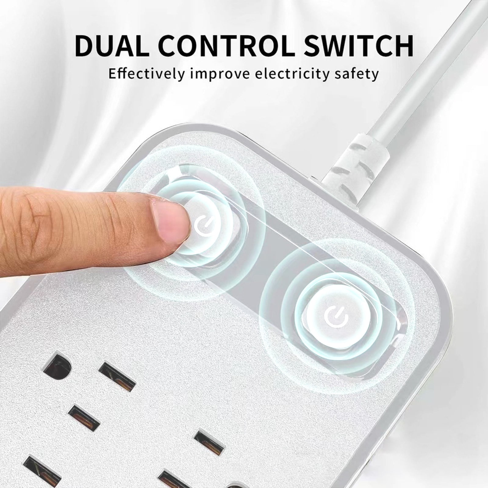 Power Strip, ZzCityTK 12 Surge Protector with USB Ports, 1250W Overload Protection Flame Retardant ABS for Home Office Gaming, White