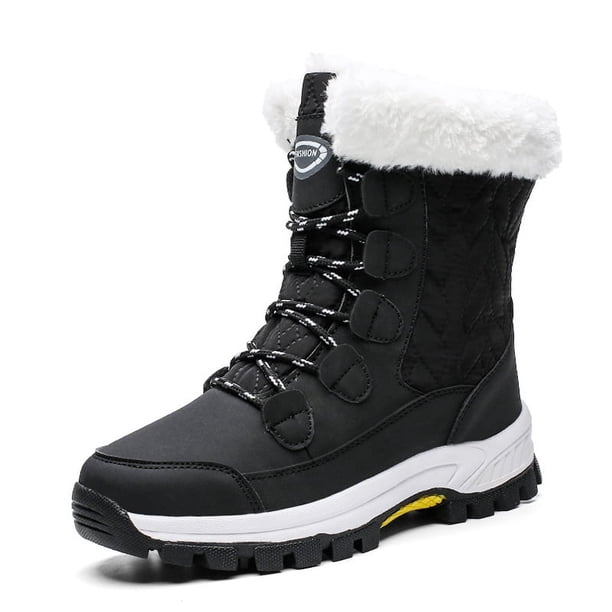 Botas de nieve de gran tamaño para mujer, para viajes, deportes, noreste, de algodón, de caña alta, para exteriores, botas de media caña para mujer, para invierno