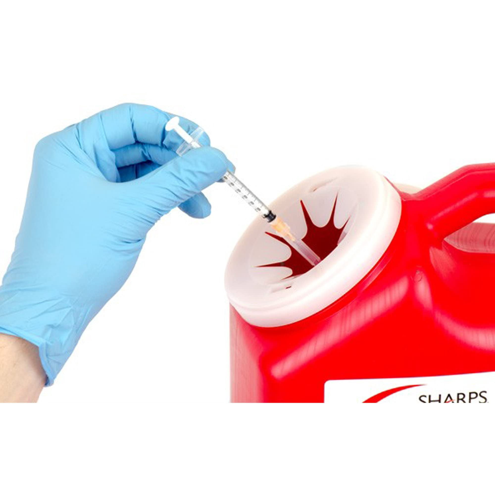 Mailback Sharps Container The Sharps Disposal By Mail SystemÂ® PRO-TECÂ® 11 H X 6 W X 9 L Inch 2 Gallon Red Base / White Lid Vertical Entry Snap On Lid