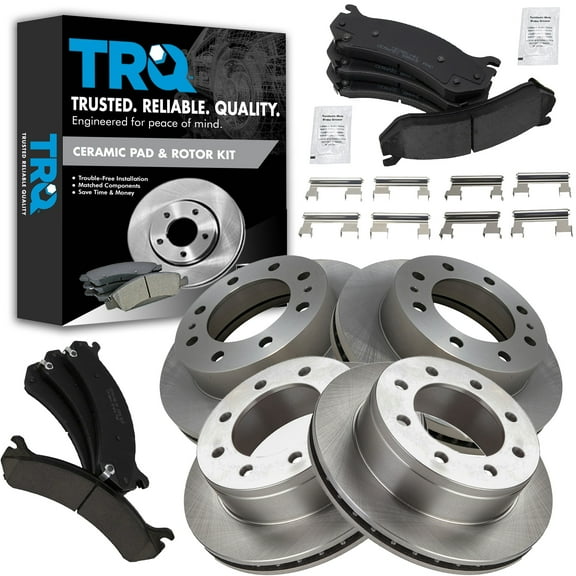 TRQ Front & Rear Posi Ceramic Disc Brake Pads & Rotor Kit Fits Select GM SUV Truck