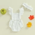 thumbnail image 6 of My First Halloween Baby Girl Outfit Newborn Ghost Bubble Romper Bodysuit Overalls With Headband Cute Fall Clothes Sets, 6 of 8