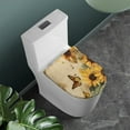 thumbnail image 2 of ZIATUBLES Toilet Lid Cover Reusable Toilet Seat Lid Cover Elastic Edges Soft Stretch Fabric Toilet Bowl Lid Cover Fit for Most Round Oval Elongated Lids for Bathroom Decor, Retro Sunflower Butterfly, 2 of 6
