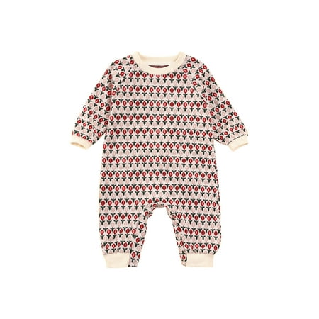 

Canrulo Infant Baby Boy Girl Knitted Long Sleeve Romper Plaids Jumpsuit Bodysuit Fall Winter Clothes Red 6-12 Months