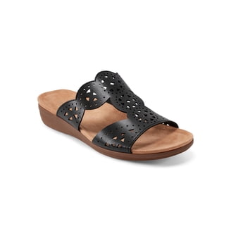 Women Women\'s Brown Mesh Slide Sandals Square Open Toe Mules Chunky Heels Dress Shoes main image 1
