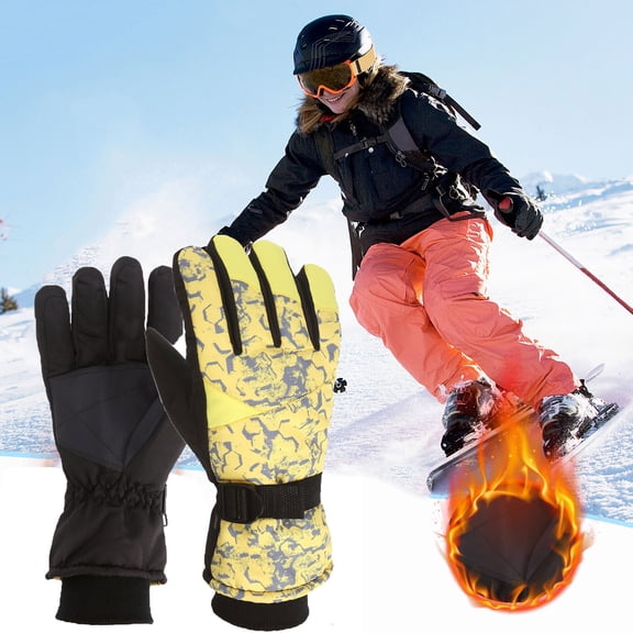 EGNMCR Winter Warm Gloves Windproof Waterproof Skiing Snowboarding Gloves Outdoor Motorcycle Thermal Gloves on Clearance
