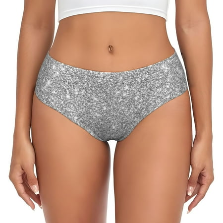 Womens Underwear - GlitterSilver No Show Seamless Underwear for Women  Kawaii Soft Stretch Women s Panties  Hipster Ladies Panties Bikini Underwear Briefs
