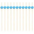 thumbnail image 1 of EeaseMX 100 palillos desechables de bambú con diseño de estrella para frutas, cócteles, bebidas, fiestas, tenedores de bambú (azul cielo), 1 of 7