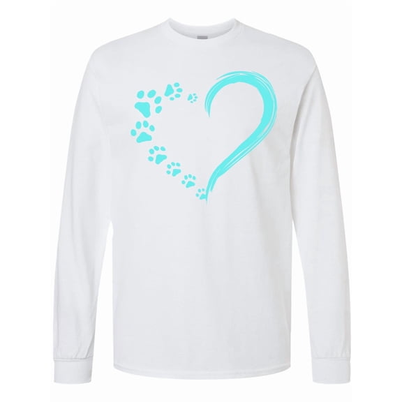 Inktastic Paw Print Heart Long Sleeve T-Shirt
