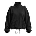 thumbnail image 4 of Women Quarter Zip Sweatshirt Sevevn Quarter Zip Stand Collar Relaxed Fit Fleece Fabric Kangaroo Pocket Drawstring Hem Lantern Long Sleeve For Daily Wear, 4 of 8