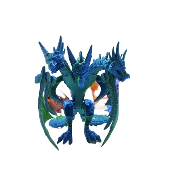 1pc Size: 24cm 3D Printed King Ghidorah Three-Headed Dinosaur Standing Winged Model Figurine Decoration Gift