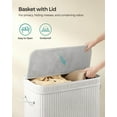 thumbnail image 5 of 100L Laundry Hamper with Lid Bamboo Laundry Basket with Liner Bag Foldable Storage Hamper with Handles White, 5 of 9