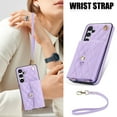 thumbnail image 2 of Case for Samsung Galaxy S24 Plus, Crossbody Wristlet Case Wallet with RFID Blocking Card Slots KickStand Flip Folio PU Leather Magnetic Protective Cover Women for Samsung Galaxy S24 Plus, Violet, 2 of 9