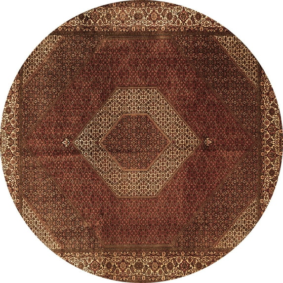Ahgly Company Indoor Round Medallion Brown Traditional Area Rugs, 8' Round