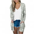 thumbnail image 1 of Pompotops Chemisier Décontracté à Manches Longues Imprimé pour Femmes avec Poche Cardigan Liquidation, 1 of 5