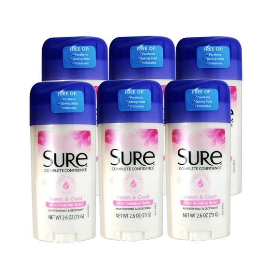 "Sure Antiperspirant & Deodorant, Fresh And Cool, 48hr Invisible Solid, 2.6 Oz, -  6 Pack
