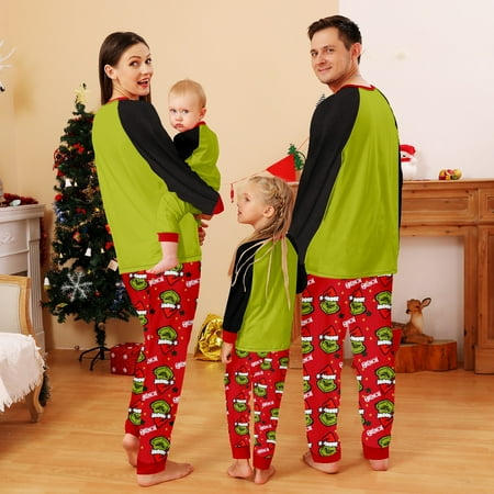 

Cartoon Christmas Pajamas Sets Family Matching Sleepwear Nightwear Homewear Outfit 2 Pieces for Father Mother and Kids