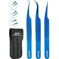 thumbnail image 1 of Pinzas de extensión de pestañas Pinzas de pestañas para extensiones Pinzas de amarre de precisión Juego de 3 piezas Volumen de bota en forma de L Aislamiento de delfines (azul), 1 of 1