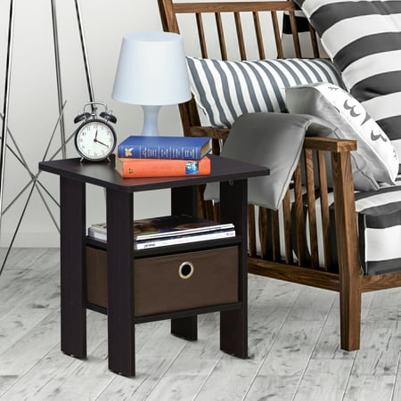Furinno Andrey End Table Night Stand with Bin Drawer, Multiple Colors