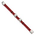 thumbnail image 3 of Stainless Steel Bracelet Cord, Leather & Rubber Men's 18 mm 8 in Chisel Polished Red and Black, 3 of 5