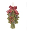 thumbnail image 2 of Cadancy Christmas Door Hanger Swag with Pine Branches Pine Cones Berry Clusters Buffalo Plaid Bow Jingle Bells Rustic Farmhouse Entryway Wall Decoration Holiday Party Supplies, 2 of 8