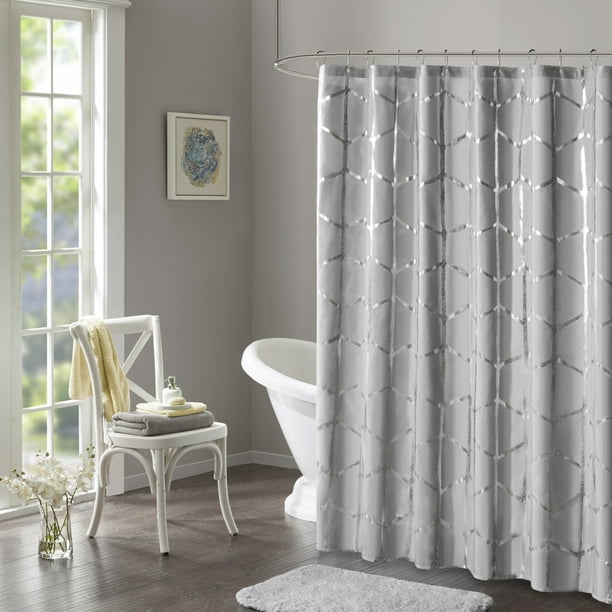 Home Essence Apartment Arielle Printed Metallic Shower Curtain