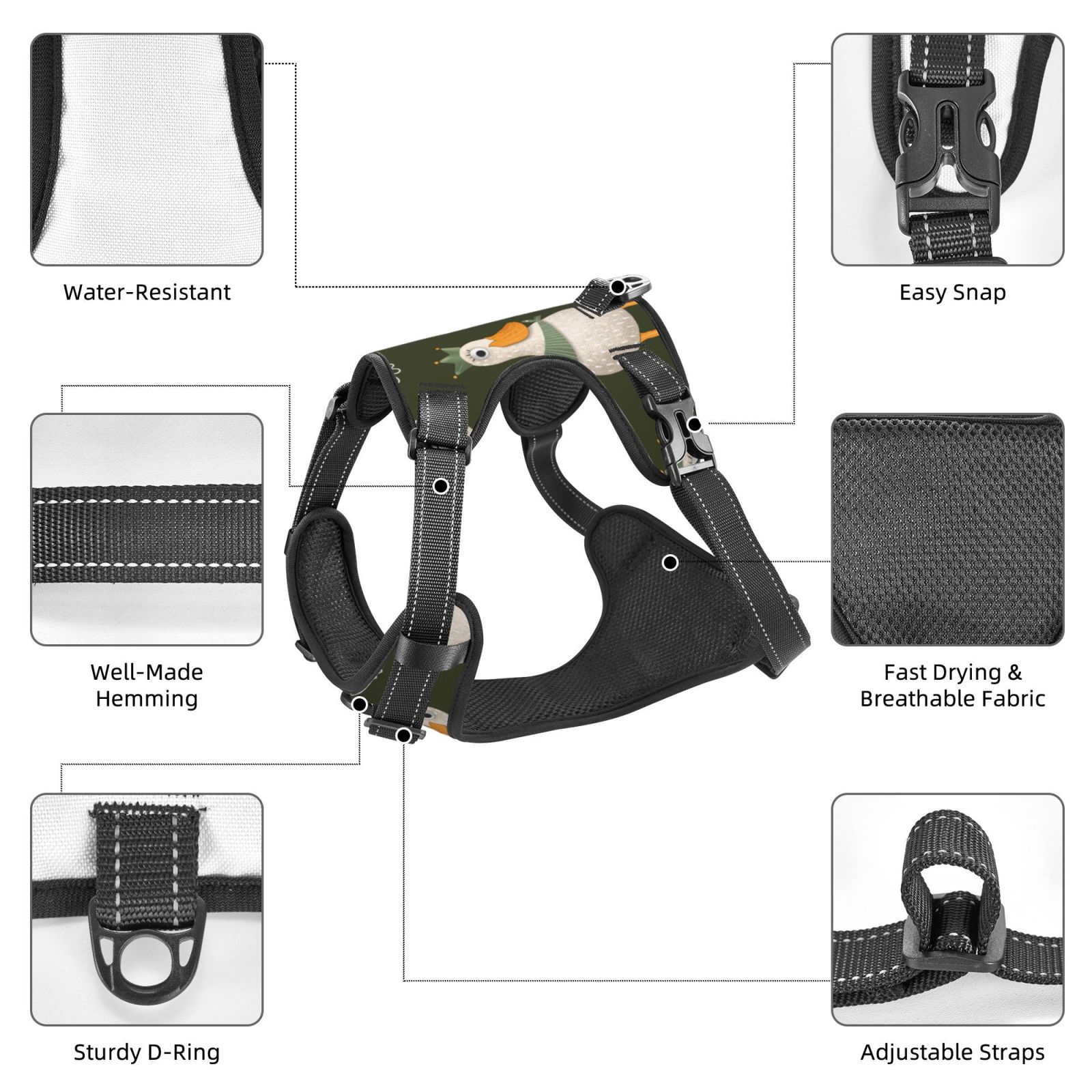 Kdxio Mallard Ducks Wild Birds Print No Pull Dog Harness Adjustable Reflective Oxford Easy Control Medium Large Dog Harness for Training and Everyday-Small
