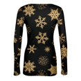 thumbnail image 4 of Christmas Women's Tops, Tees & Blouses Long Sleeve Ribbed Slim Fit Funny Xmas Snowflake Print Underwear Tops Trendy Basic Holiday Casual Round Neck T-Shirts, 4 of 6