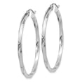 thumbnail image 2 of 925 Sterling Silver Rhodium Plated Women's 2.5mm Twisted Tube Hoop Earrings | 40mm, 2 of 4