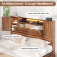 thumbnail image 6 of Farmhouse Queen Bed Frame with Headboard Storage, LED Lights & Charging Station, Wooden Platform Bed with 4 Drawers, No Box Spring Needed, Brown, 6 of 7