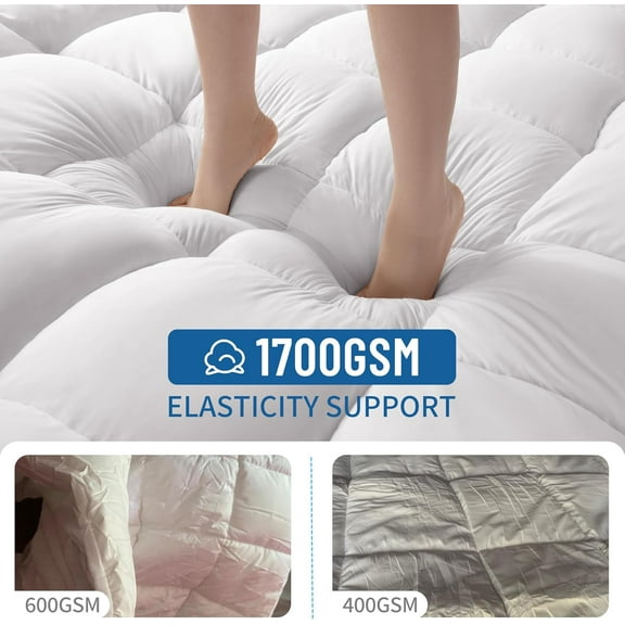 Memory Foam Mattress Topper Queen with Breathable Air Mesh Sides, Extra Thick Cooling Pillow Top for Back Pain Relief