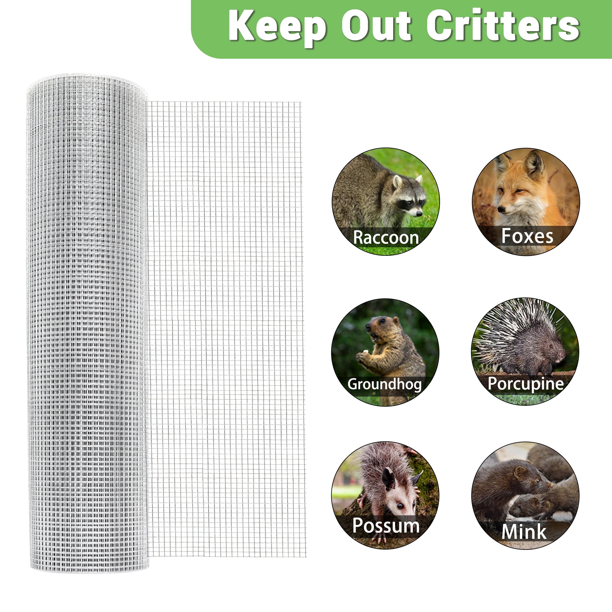 HITTITE Hardware Cloth 1/2 inch 24in x 50ft, Hot-dip Galvanized After Welding Chicken Wire Mesh, 19 Gauge Welded Chicken Wire Fencing for Chicken Coop and Home Improvement Projects