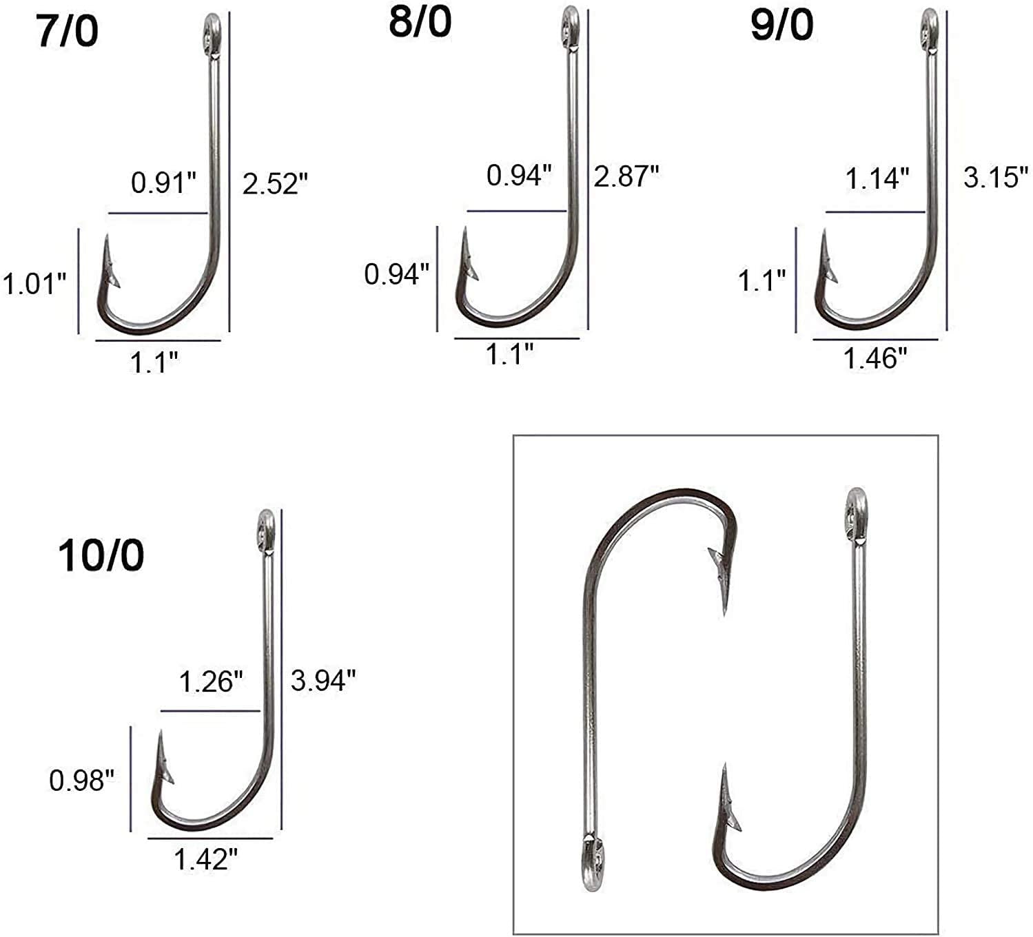 Stellar UltraPoint Wide Gap Offset 6/0 J-Hook (100 Pack)| For Catfish, carp, bluegill to Tuna | Saltwater or Freshwater Fishing Hooks