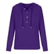thumbnail image 4 of ICHUANYI Clearance Women's Hooded Color Long-sleeved Sweatshirt Casual Blouse Pullover Tops(Purple, S) ICHUANYI WER2023081405368, 4 of 6