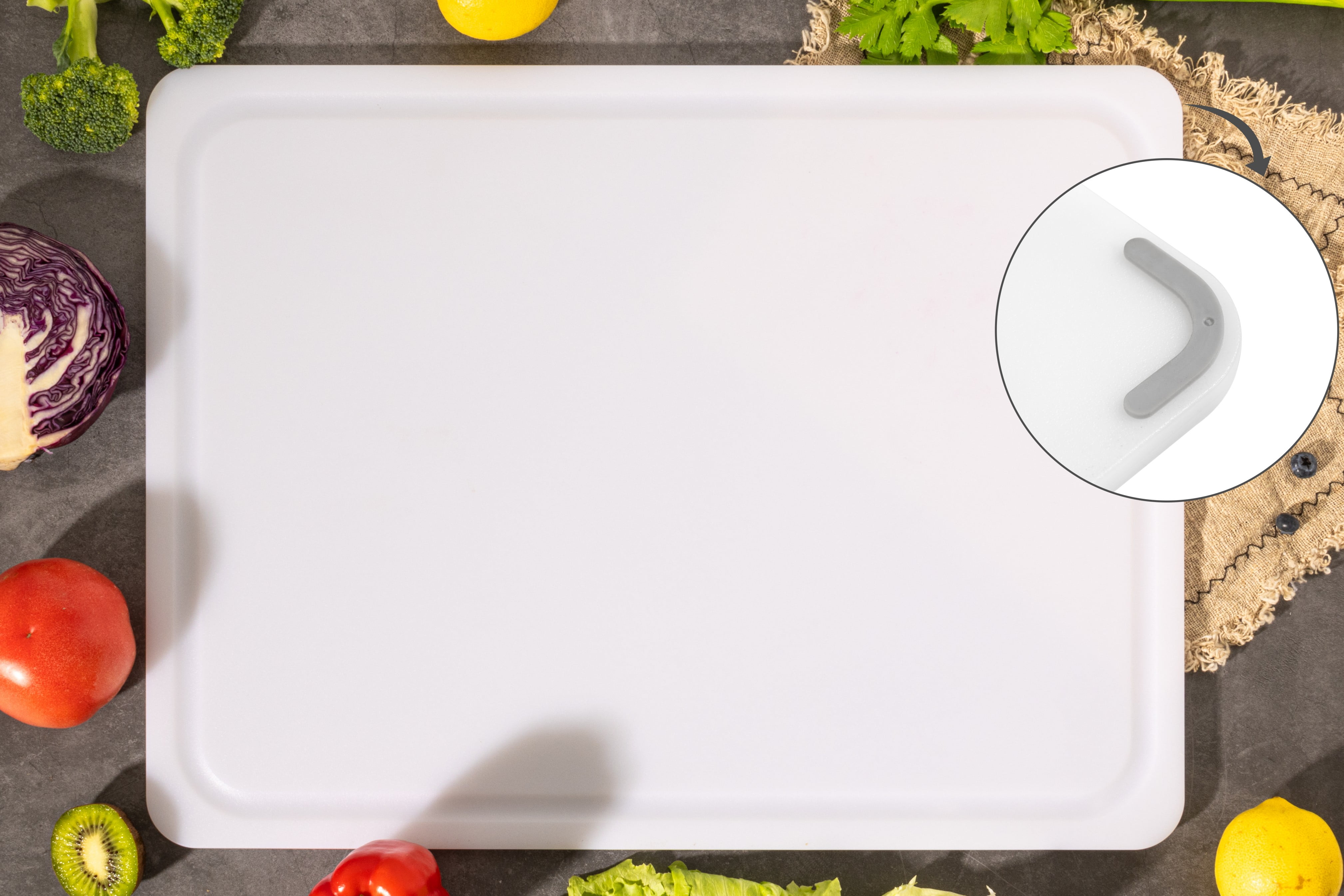 Mainstays 15" X 20" White Polypropylene Non-Slip Cutting Board with Juice Groove