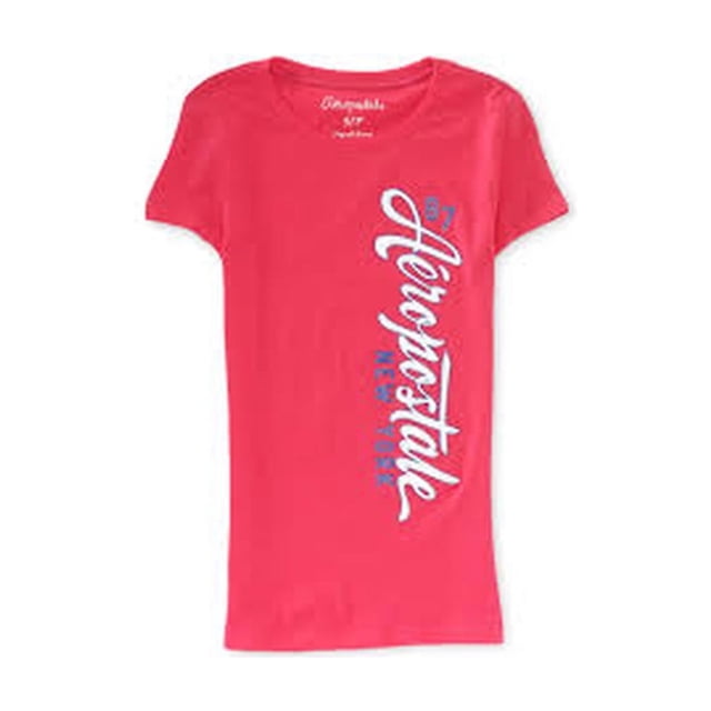 Camiseta adornada Aeropostale con texto vertical para mujer rosa mediana