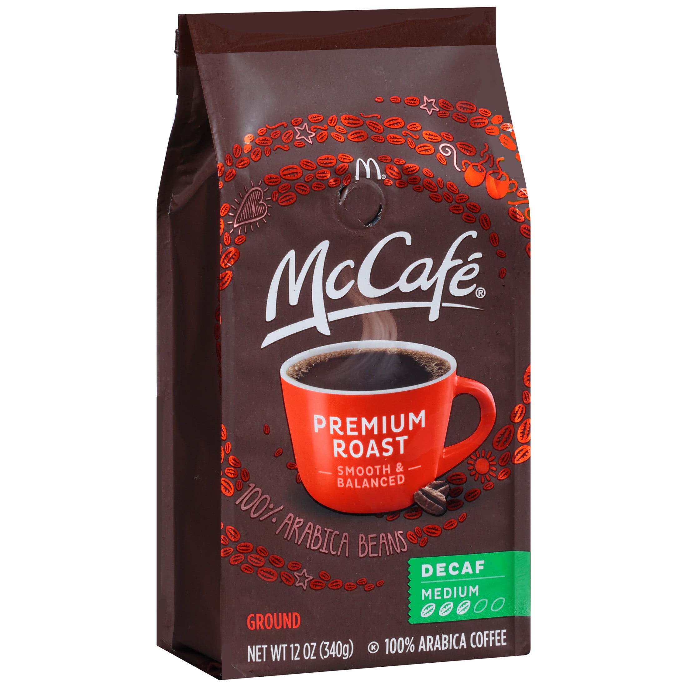 McCafe Premium Roast Medium Decaf Ground Coffee Decaffeinated 12 oz Bag Walmart