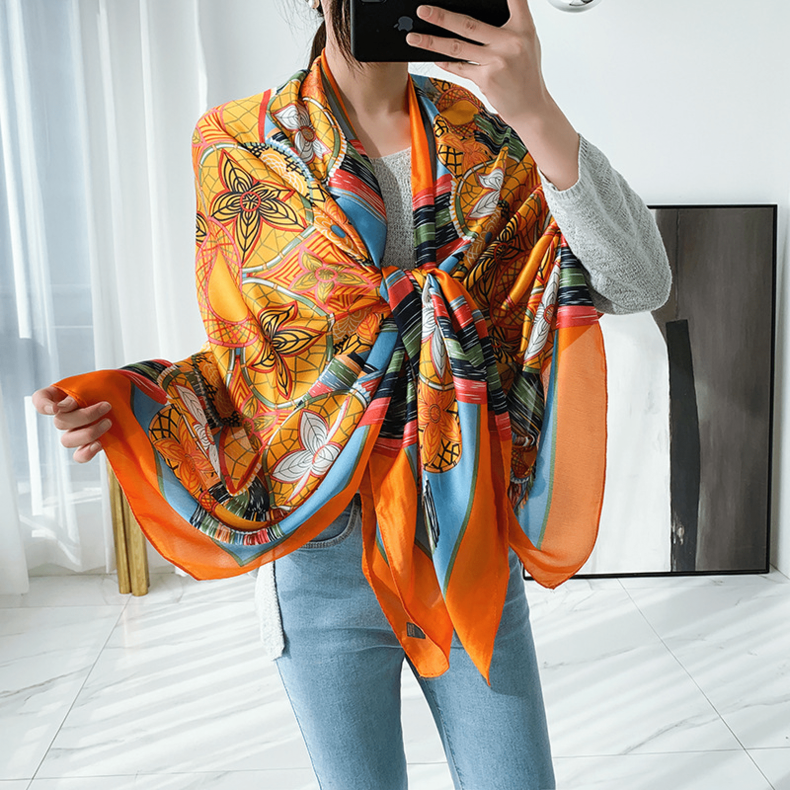 100% Mulberry Silk 16mm Skinny Twill scarf Printed Hair Ribbon Bag Handle  Wrap Accessories Tie Neckerchief (Animal Garden), 55inx2.1in (140x5.5 cm)  at  Women's Clothing store