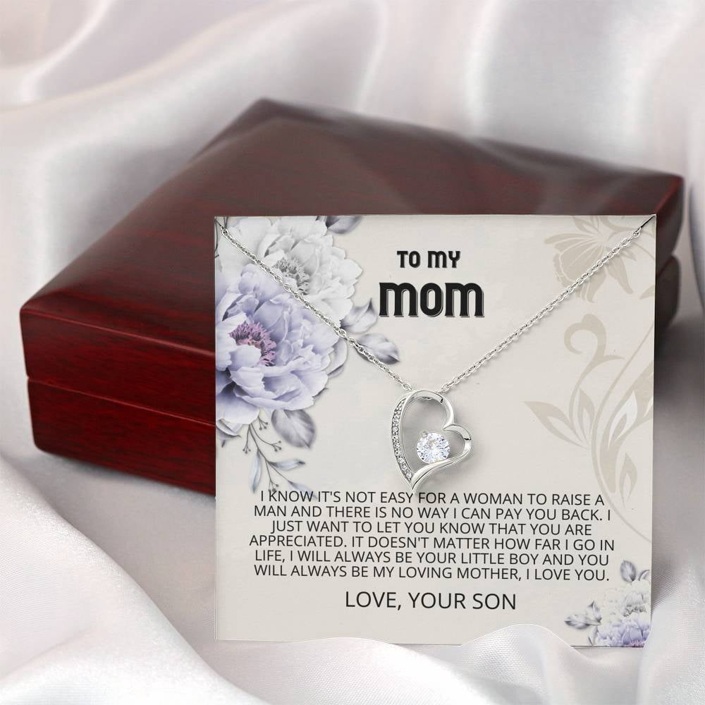 Mom - You Are Appreciated Forever Love Necklace, Mothers Day Card, Mother's Day Gift, Gift for Her, To My Mom, Son, Mom Jewelry, Son Gift to Mom, Gift for Mom from Son