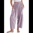 thumbnail image 1 of Pantalones Palazzo Harem Informales Holgados con Cordón para Mujer, para Verano, Playa, Viajes, Vacaciones, con Bolsillos. Púrpura Lavanda L, 1 of 6