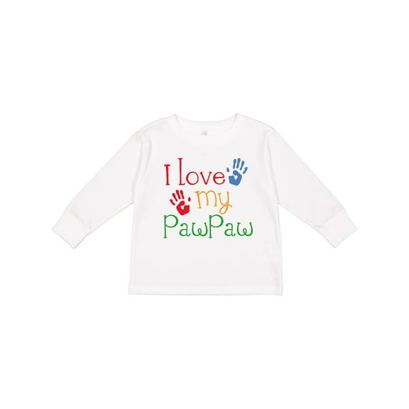 Inktastic Pawpaw Grandkids Handprints Boys or Girls Long Sleeve Toddler T-Shirt